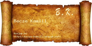 Becze Kamill névjegykártya